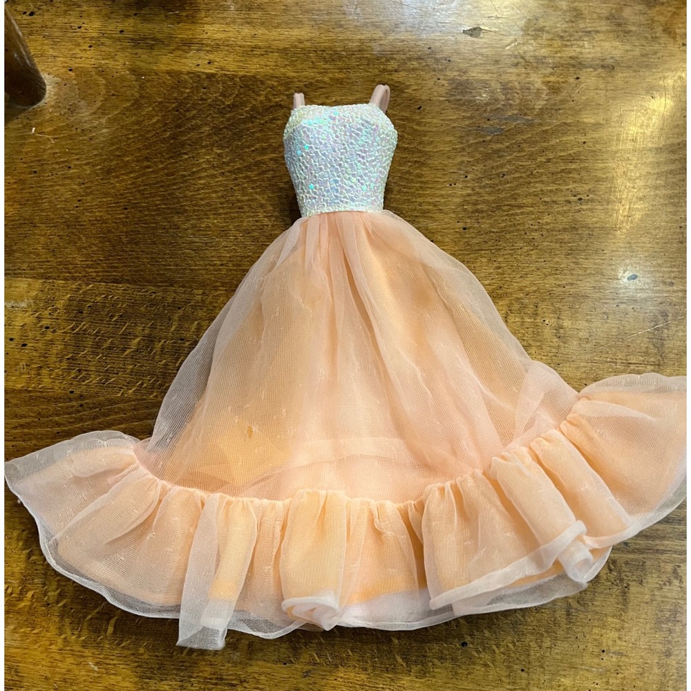 Vintage Barbie Peach Tulle Ballgown Sequin Bodice Formal Doll Dress 11.5 Inch